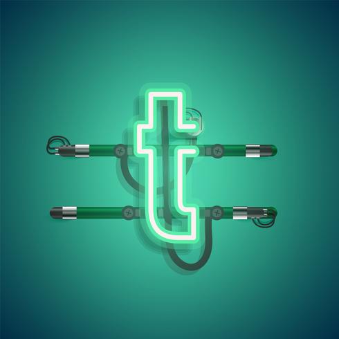 Realistic neon character with wires and console, vector illustration