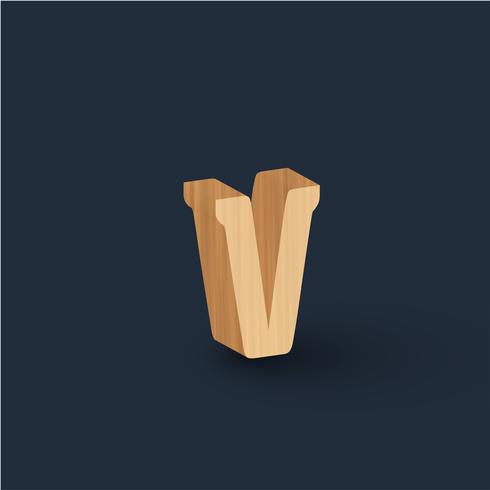 3D wood font character, vector