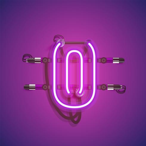Realistic neon character with wires and console, vector illustration
