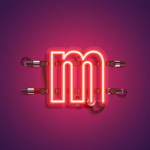 Realistic neon character with wires and console, vector illustration