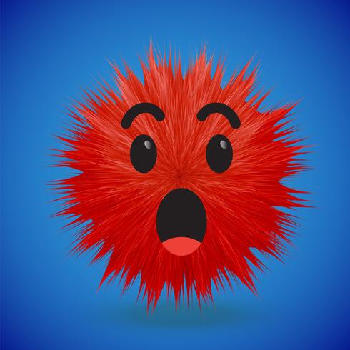 High-detailed 3D fur smiley emoticon, vector illustration