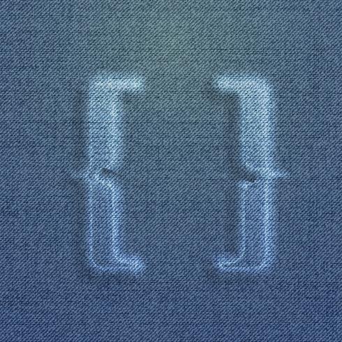 Character made by denim, from a typeface, vector