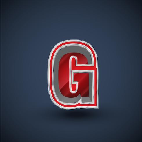 3D red steel font character, vector