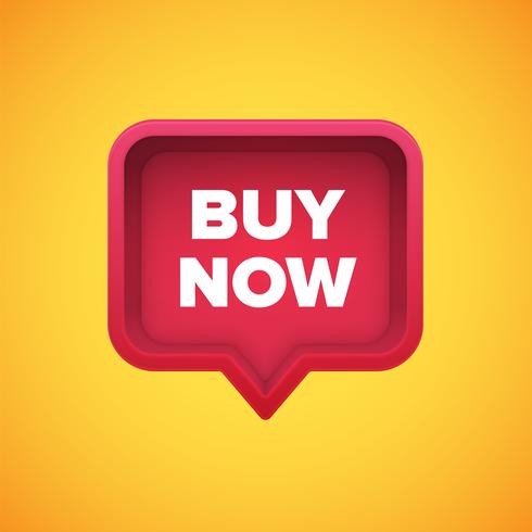 High-detailed red speech bubble with 'BUY NOW' title, vector illustration