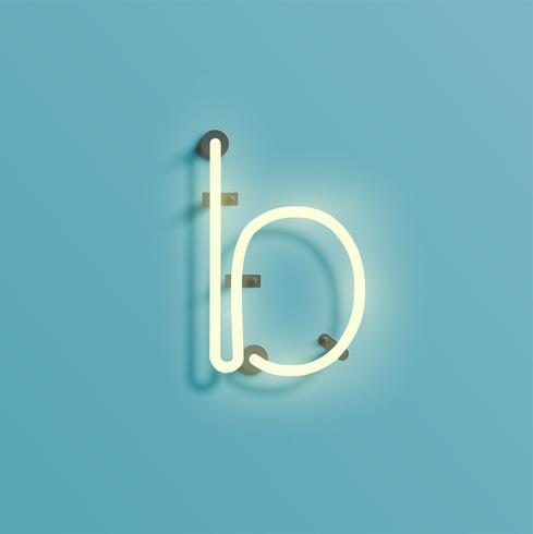 Realistic neon character from a fontset, vector