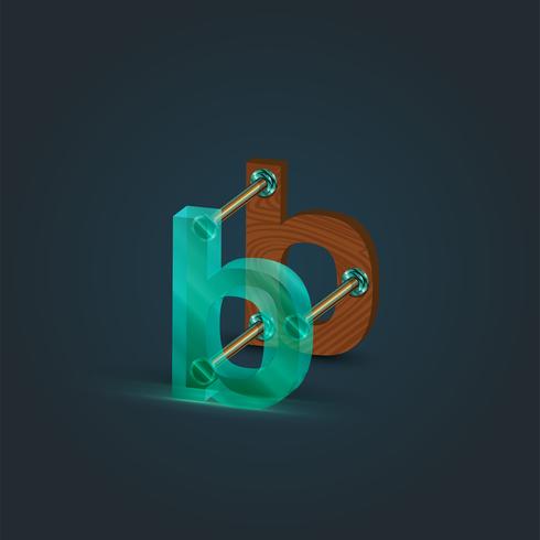 Character made by glass and wood, vector