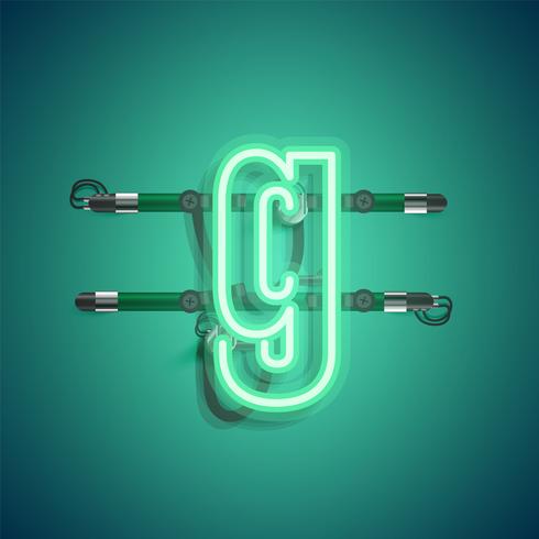 Realistic neon character with wires and console, vector illustration