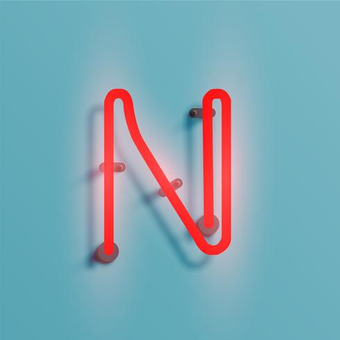 Realistic neon character from a typeset, vector