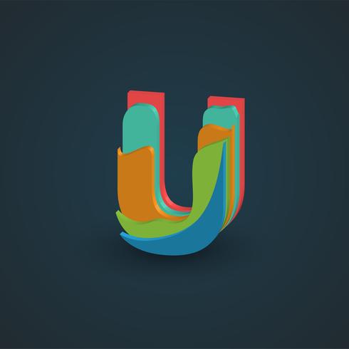 3D colorful layered character from a fontset, vector