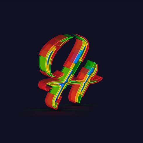 3D colorful character from a fontset, vector