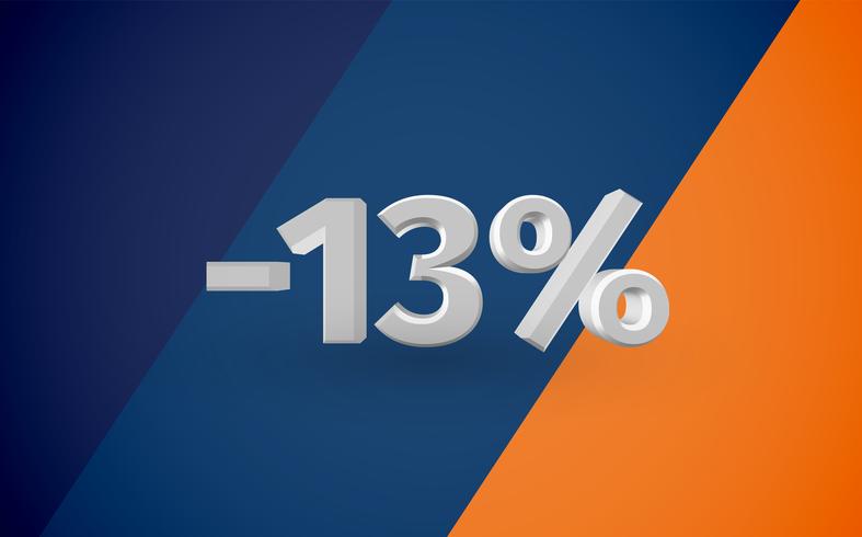 3D sale illustration with percentage, vector