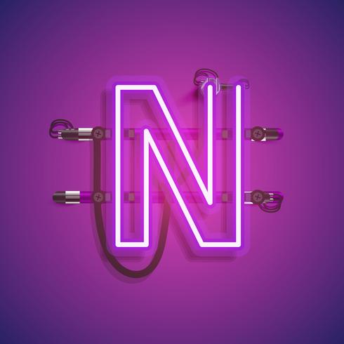 Realistic neon character with wires and console, vector illustration