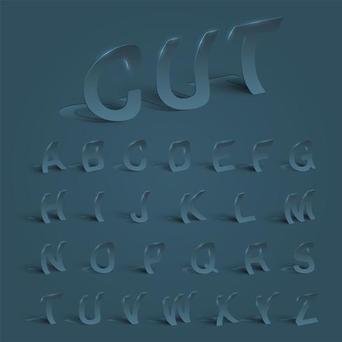 3D cutout blue typeset, vector