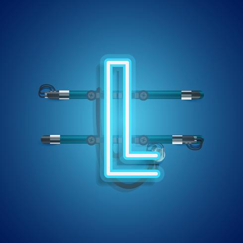 Realistic neon character with wires and console, vector illustration