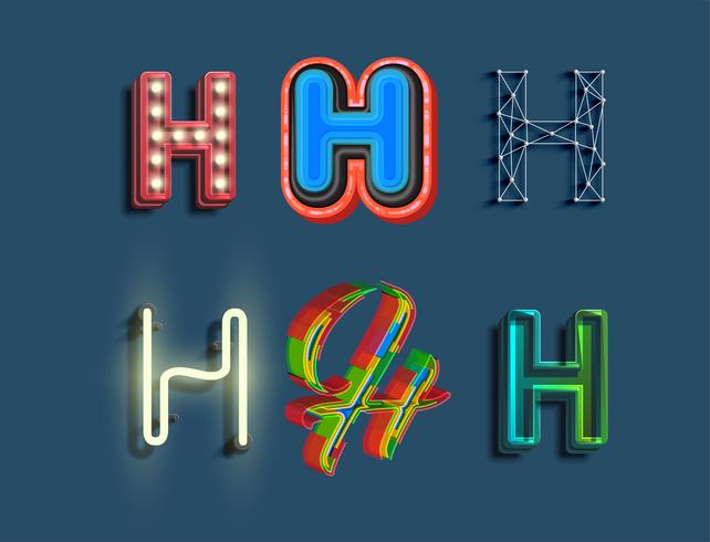 A character set of 6 different styled font, vector