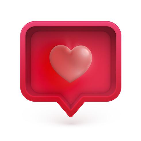 3D heart in a speech bubble, vector illustration