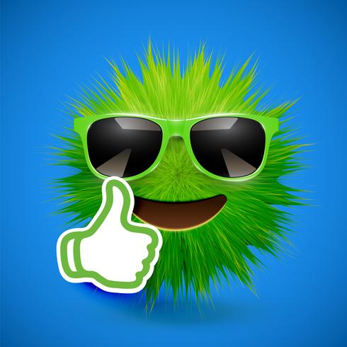 High-detailed 3D fur smiley emoticon, vector illustration