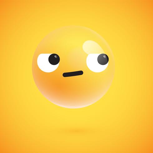 Cute high-detailed yellow emoticon for web, vector illustration