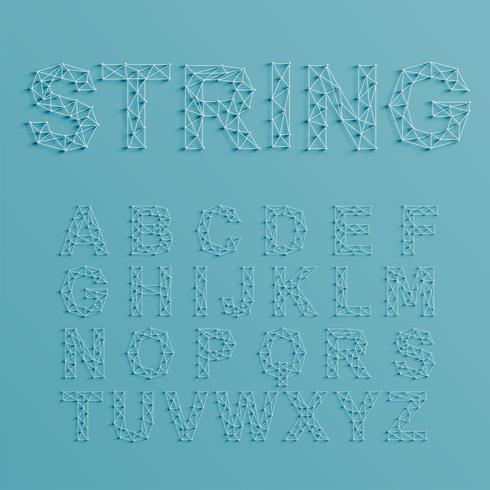 A font set made by pins and lines forming net, 3D and realistic, vector