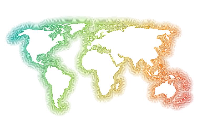 Mapa del mundo colorido hecho por bolas y líneas, ilustración vectorial vector