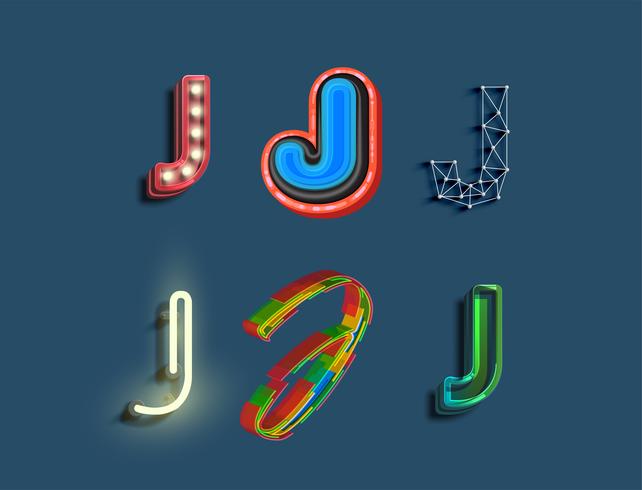 Un conjunto de caracteres de 6 fuentes de diferentes estilos, vector
