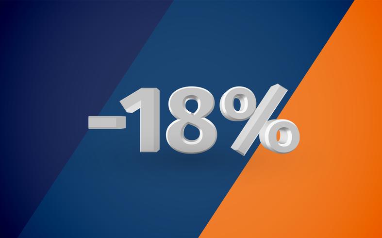 3D sale illustration with percentage, vector