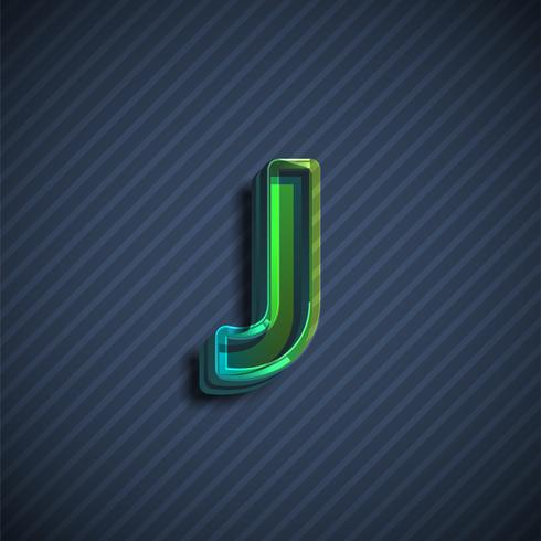 Glassy 3D font character, vector illustration