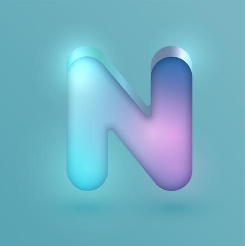 3D realistic neon character, vector