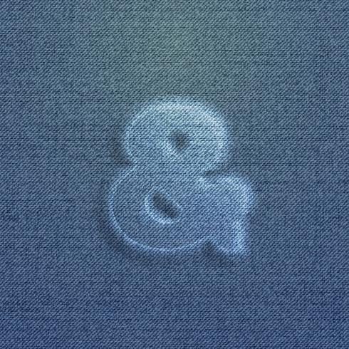 Character made by denim, from a typeface, vector