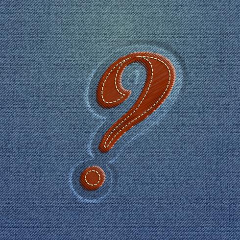 Character made by denim, from a typeface, vector
