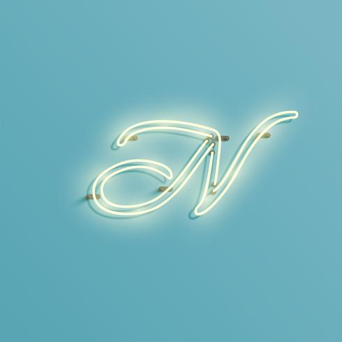 Realistic neon character from a typeset, vector