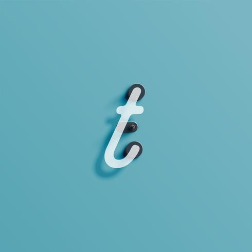 Realistic neon character from a typeset, vector