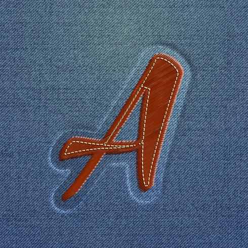 Character made by denim, from a typeface, vector