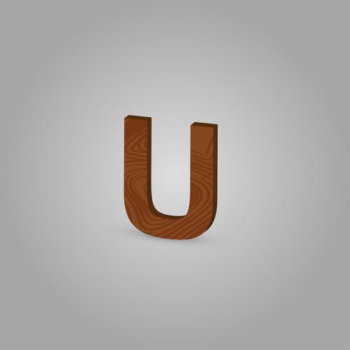 Realistic wood character from a typeset, vector illustration