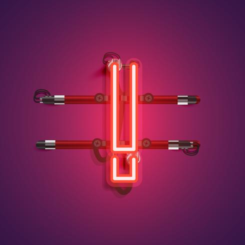 Realistic neon character with wires and console, vector illustration