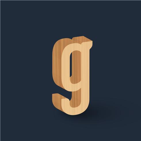 3D wood font character, vector