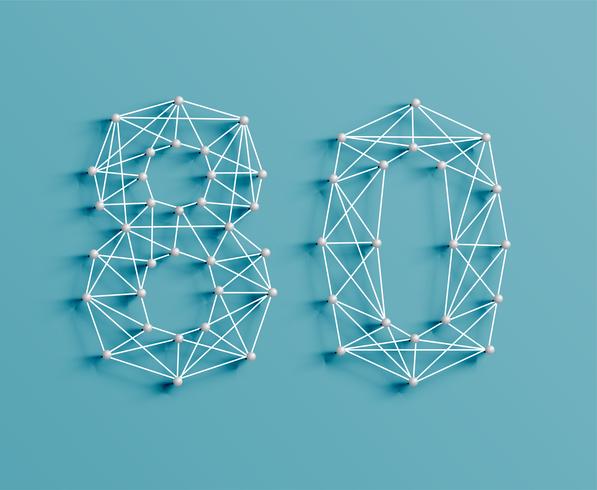 A number made by pins and lines, 3D and realistic, vector