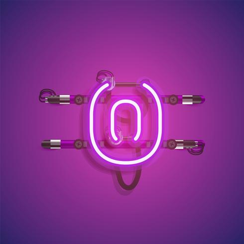 Realistic neon character with wires and console, vector illustration