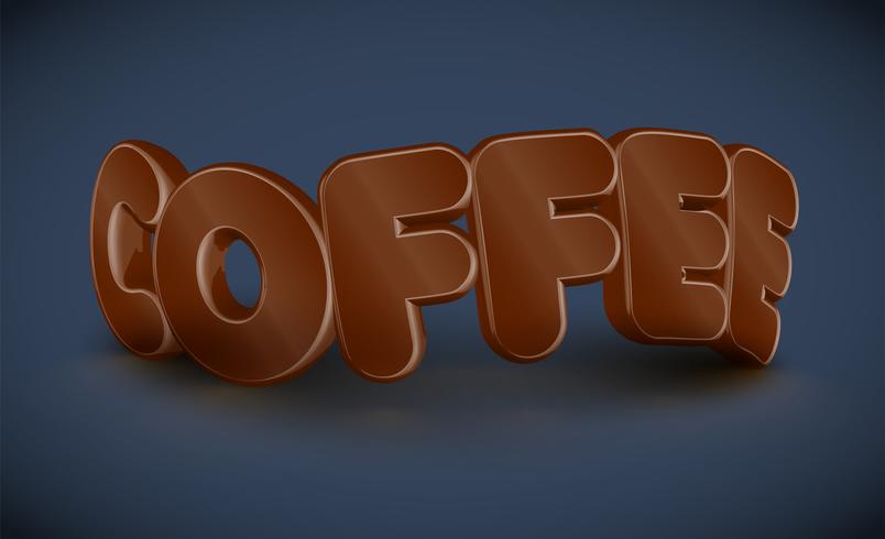 Tipografía 3D - café, vector