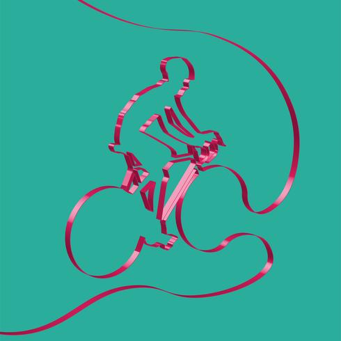 Colorful ribbon shapes a cyclist, vector