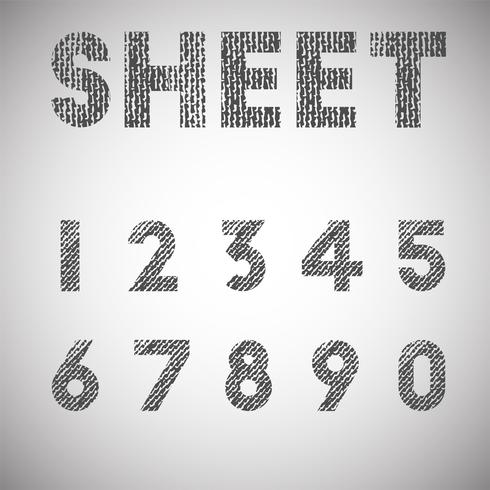 Sheet, texturized font, vector