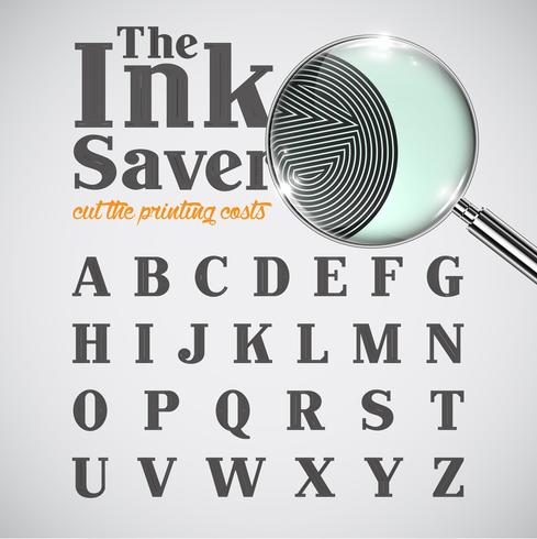 Elegant ink saver character - less ink while printing, vector