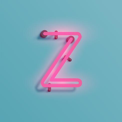 Realistic neon character from a typeset, vector