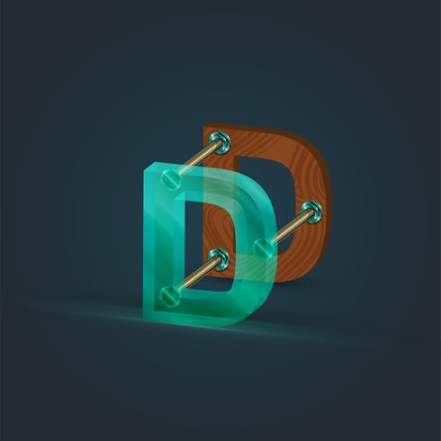 Character made by glass and wood, vector