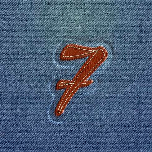 Character made by denim, from a typeface, vector