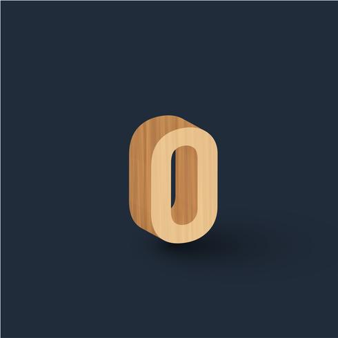 3D wood font character, vector