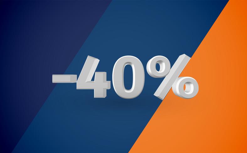 3D sale illustration with percentage, vector