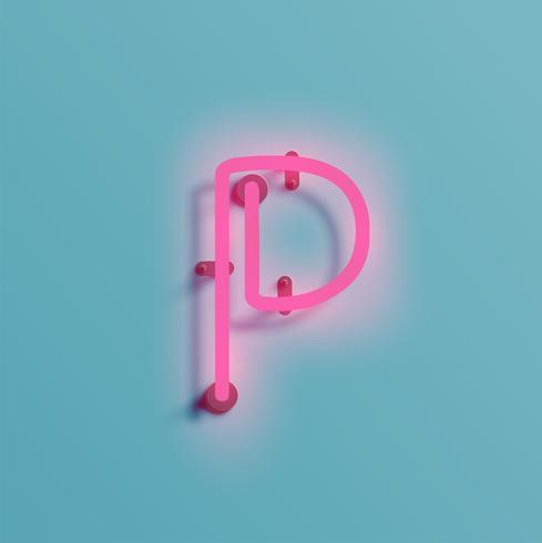 Realistic neon character from a typeset, vector