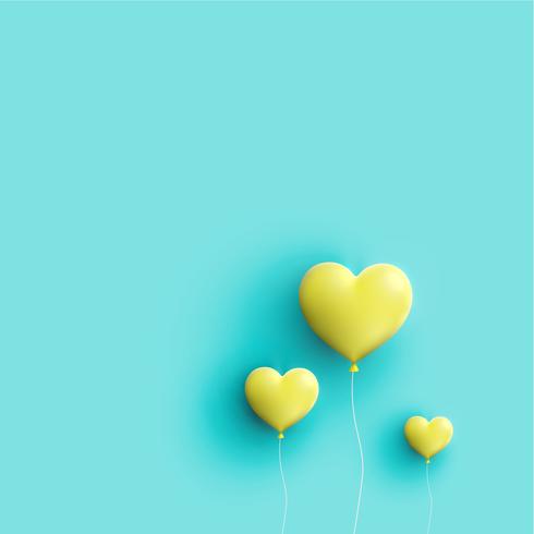 Pastel coloured 3D hearts, vector illustration