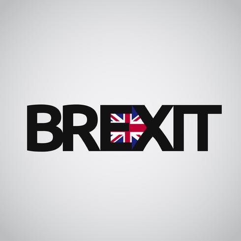 Brexit text with UK flag and an arrow, vector